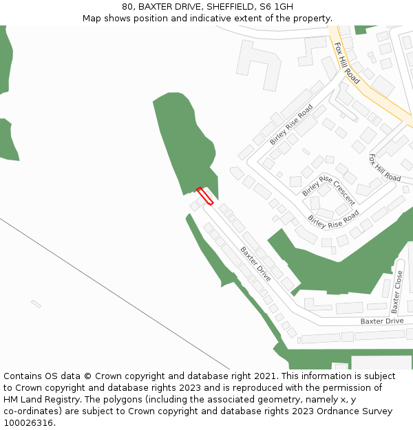 80, BAXTER DRIVE, SHEFFIELD, S6 1GH: Location map and indicative extent of plot