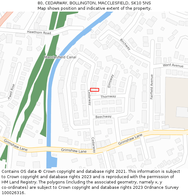 80, CEDARWAY, BOLLINGTON, MACCLESFIELD, SK10 5NS: Location map and indicative extent of plot