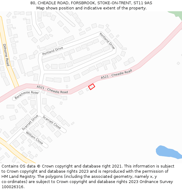 80, CHEADLE ROAD, FORSBROOK, STOKE-ON-TRENT, ST11 9AS: Location map and indicative extent of plot