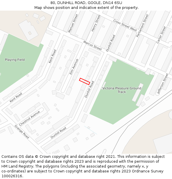 80, DUNHILL ROAD, GOOLE, DN14 6SU: Location map and indicative extent of plot