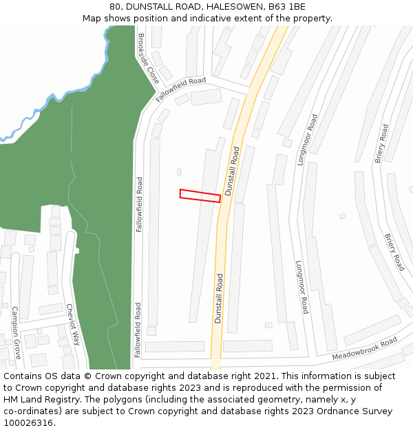 80, DUNSTALL ROAD, HALESOWEN, B63 1BE: Location map and indicative extent of plot