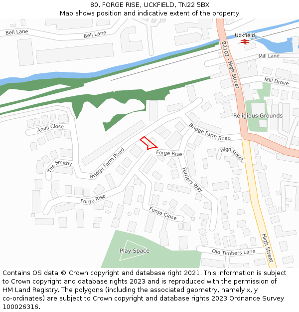 80, FORGE RISE, UCKFIELD, TN22 5BX: Location map and indicative extent of plot