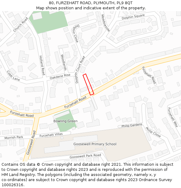 80, FURZEHATT ROAD, PLYMOUTH, PL9 8QT: Location map and indicative extent of plot