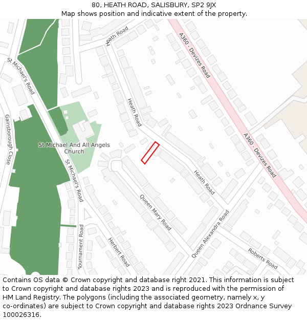 80, HEATH ROAD, SALISBURY, SP2 9JX: Location map and indicative extent of plot
