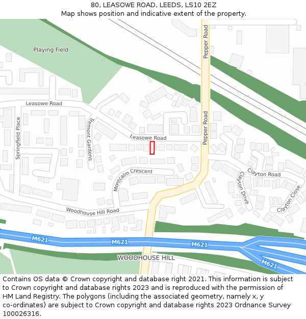 80, LEASOWE ROAD, LEEDS, LS10 2EZ: Location map and indicative extent of plot