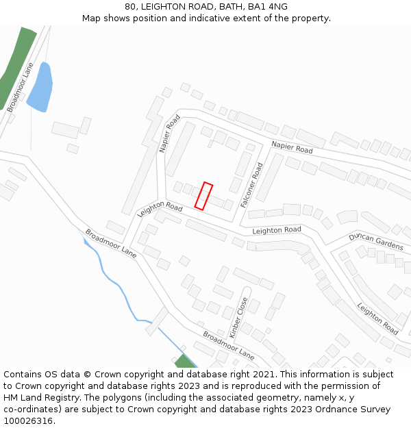 80, LEIGHTON ROAD, BATH, BA1 4NG: Location map and indicative extent of plot
