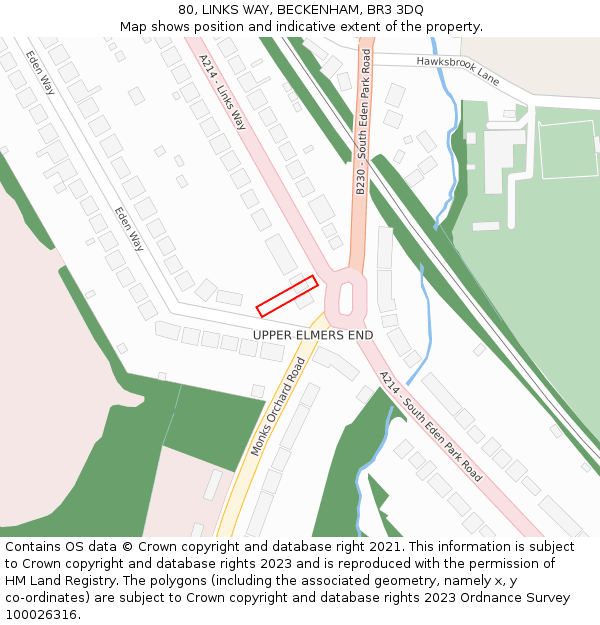 80, LINKS WAY, BECKENHAM, BR3 3DQ: Location map and indicative extent of plot