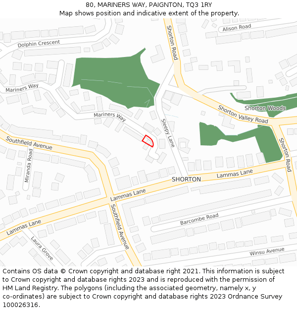 80, MARINERS WAY, PAIGNTON, TQ3 1RY: Location map and indicative extent of plot