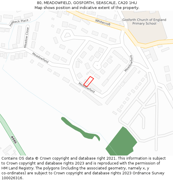 80, MEADOWFIELD, GOSFORTH, SEASCALE, CA20 1HU: Location map and indicative extent of plot