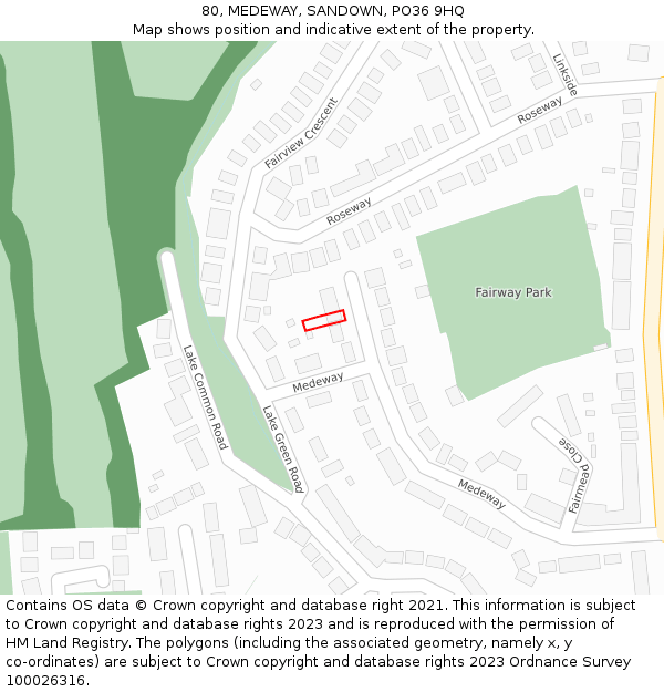 80, MEDEWAY, SANDOWN, PO36 9HQ: Location map and indicative extent of plot
