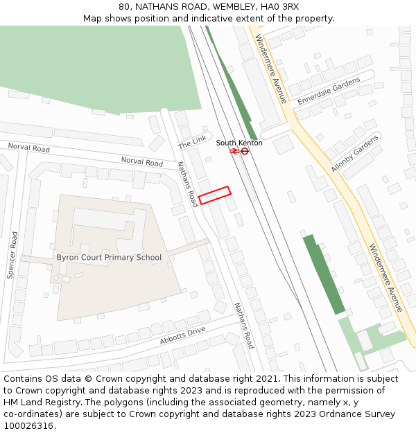 80, NATHANS ROAD, WEMBLEY, HA0 3RX: Location map and indicative extent of plot