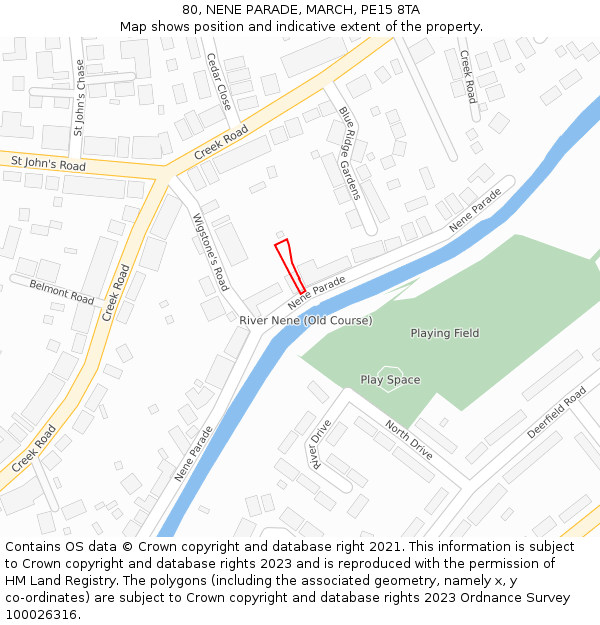 80, NENE PARADE, MARCH, PE15 8TA: Location map and indicative extent of plot