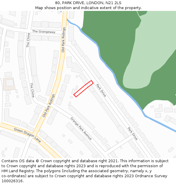 80, PARK DRIVE, LONDON, N21 2LS: Location map and indicative extent of plot