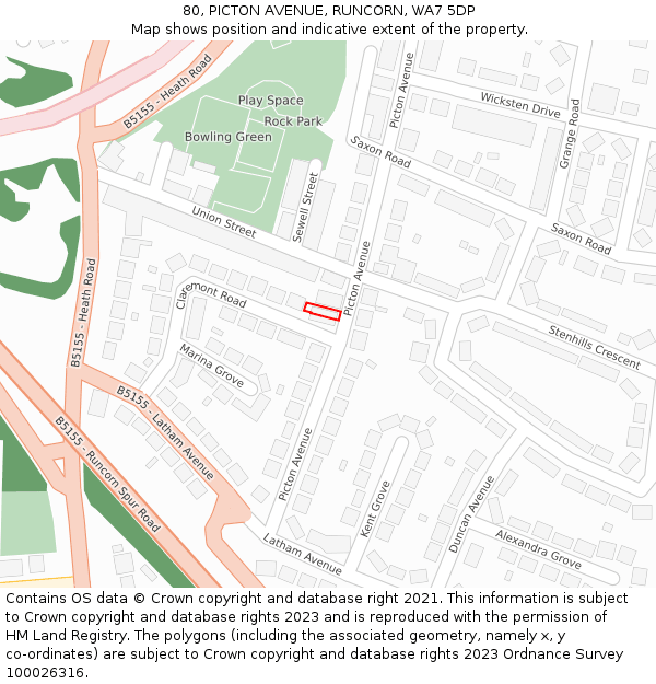 80, PICTON AVENUE, RUNCORN, WA7 5DP: Location map and indicative extent of plot
