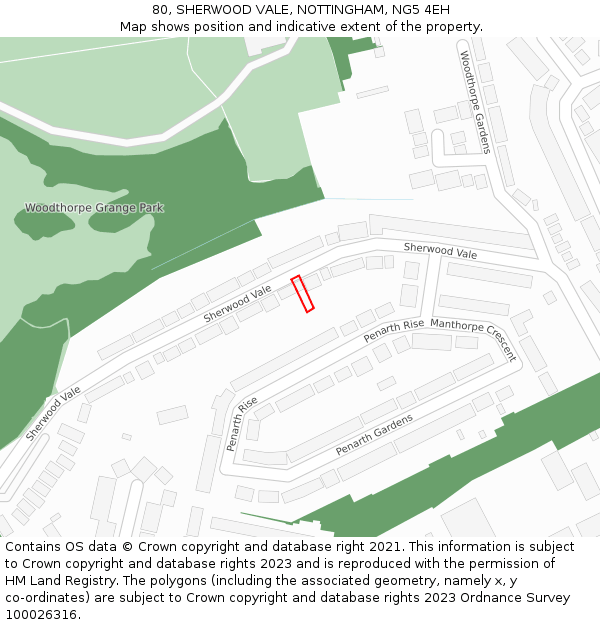 80, SHERWOOD VALE, NOTTINGHAM, NG5 4EH: Location map and indicative extent of plot