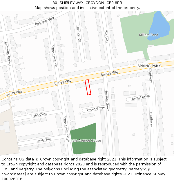 80, SHIRLEY WAY, CROYDON, CR0 8PB: Location map and indicative extent of plot