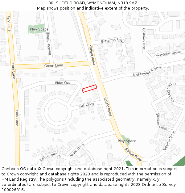 80, SILFIELD ROAD, WYMONDHAM, NR18 9AZ: Location map and indicative extent of plot