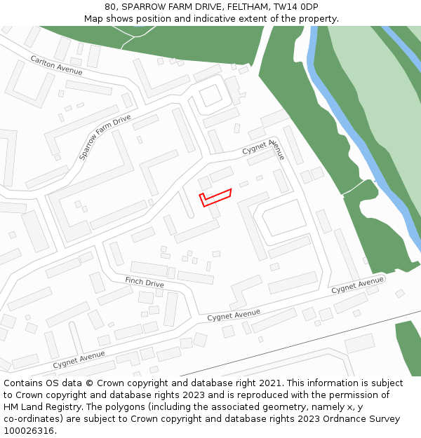 80, SPARROW FARM DRIVE, FELTHAM, TW14 0DP: Location map and indicative extent of plot