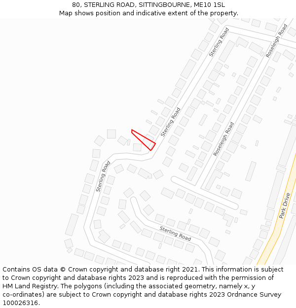 80, STERLING ROAD, SITTINGBOURNE, ME10 1SL: Location map and indicative extent of plot