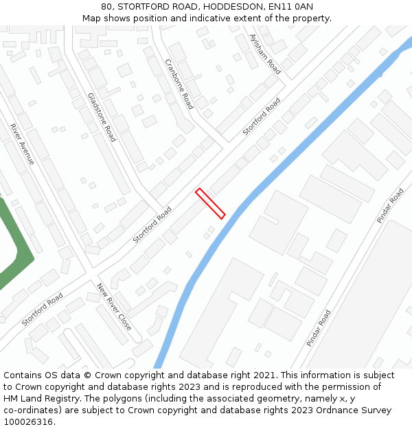 80, STORTFORD ROAD, HODDESDON, EN11 0AN: Location map and indicative extent of plot