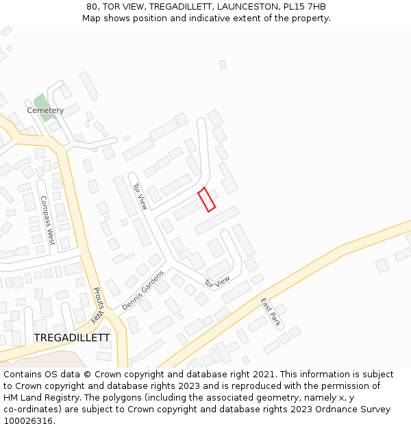 80, TOR VIEW, TREGADILLETT, LAUNCESTON, PL15 7HB: Location map and indicative extent of plot