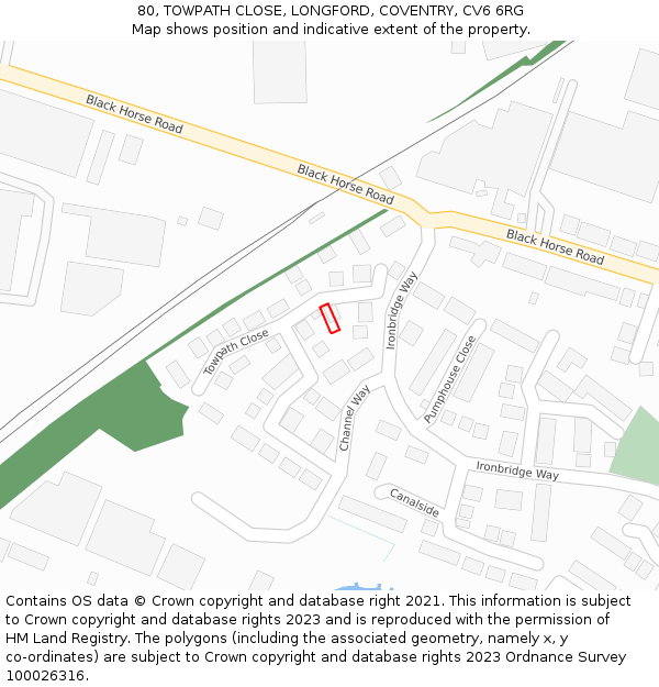80, TOWPATH CLOSE, LONGFORD, COVENTRY, CV6 6RG: Location map and indicative extent of plot