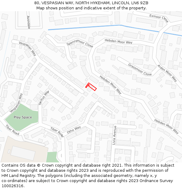 80, VESPASIAN WAY, NORTH HYKEHAM, LINCOLN, LN6 9ZB: Location map and indicative extent of plot
