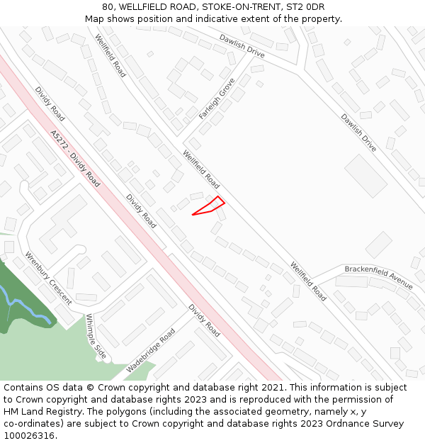 80, WELLFIELD ROAD, STOKE-ON-TRENT, ST2 0DR: Location map and indicative extent of plot