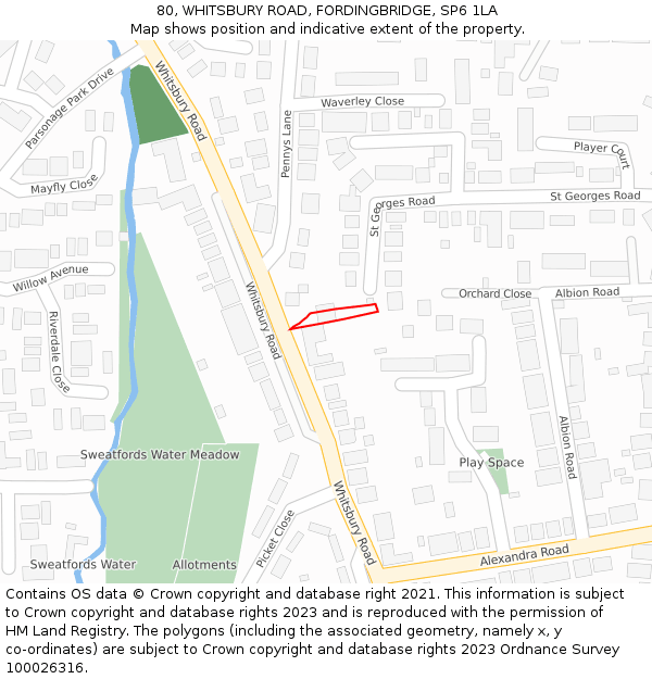 80, WHITSBURY ROAD, FORDINGBRIDGE, SP6 1LA: Location map and indicative extent of plot
