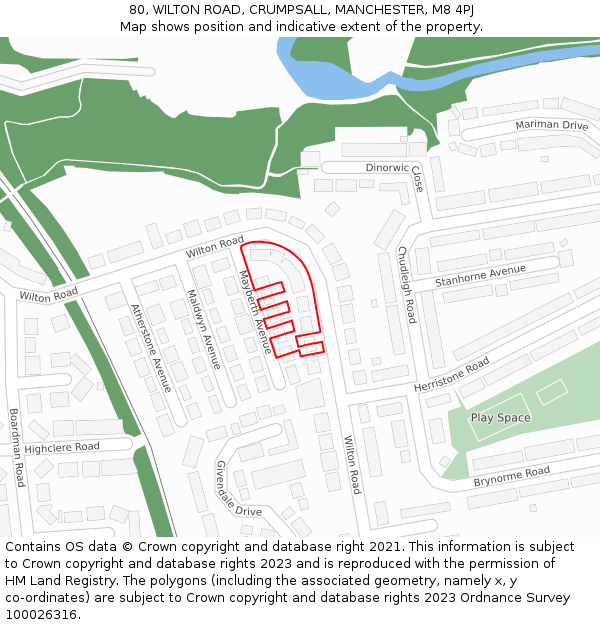 80, WILTON ROAD, CRUMPSALL, MANCHESTER, M8 4PJ: Location map and indicative extent of plot