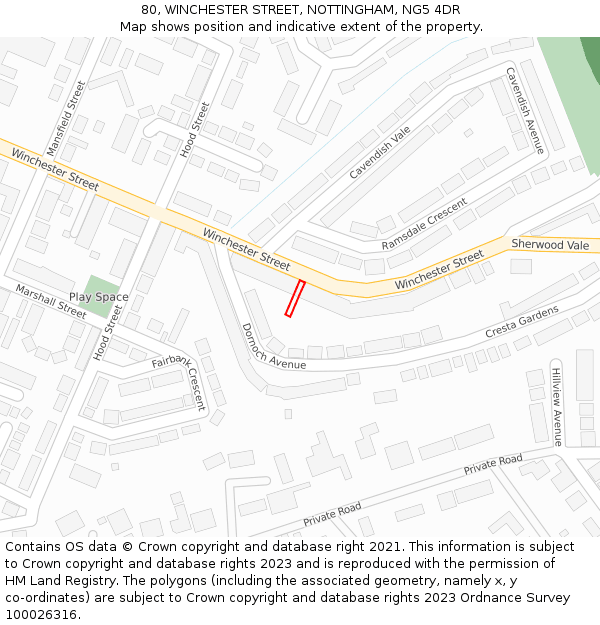 80, WINCHESTER STREET, NOTTINGHAM, NG5 4DR: Location map and indicative extent of plot