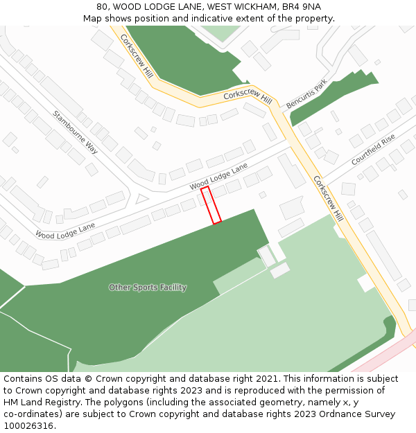 80, WOOD LODGE LANE, WEST WICKHAM, BR4 9NA: Location map and indicative extent of plot