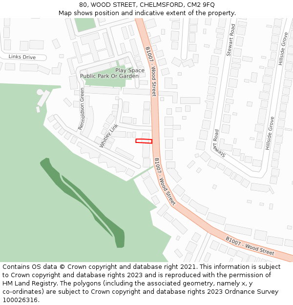 80, WOOD STREET, CHELMSFORD, CM2 9FQ: Location map and indicative extent of plot