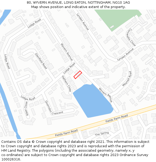 80, WYVERN AVENUE, LONG EATON, NOTTINGHAM, NG10 1AG: Location map and indicative extent of plot