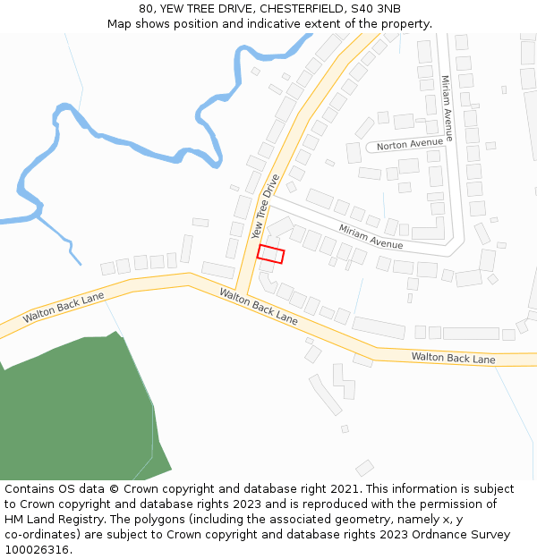 80, YEW TREE DRIVE, CHESTERFIELD, S40 3NB: Location map and indicative extent of plot