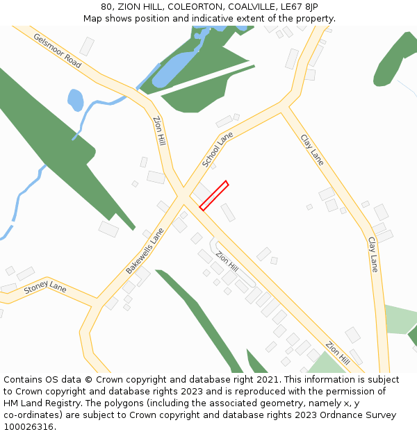 80, ZION HILL, COLEORTON, COALVILLE, LE67 8JP: Location map and indicative extent of plot