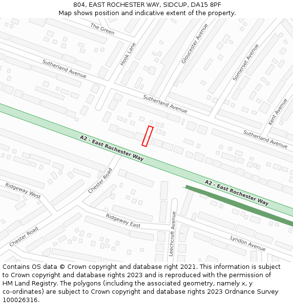 804, EAST ROCHESTER WAY, SIDCUP, DA15 8PF: Location map and indicative extent of plot