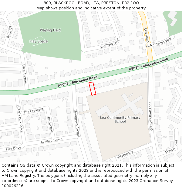 809, BLACKPOOL ROAD, LEA, PRESTON, PR2 1QQ: Location map and indicative extent of plot