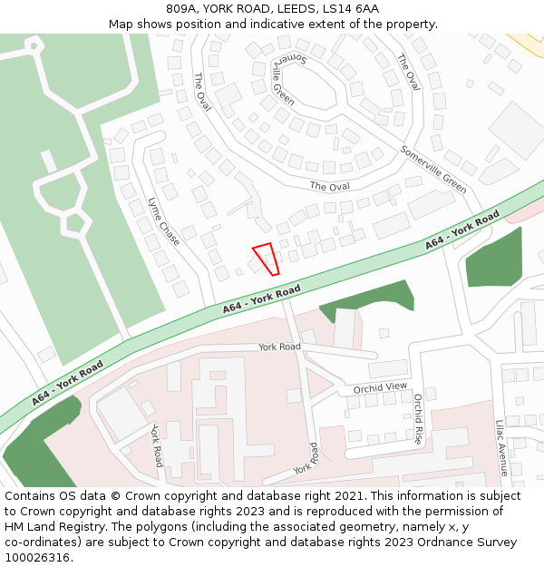 809A, YORK ROAD, LEEDS, LS14 6AA: Location map and indicative extent of plot