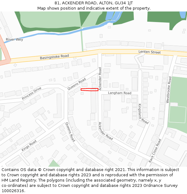 81, ACKENDER ROAD, ALTON, GU34 1JT: Location map and indicative extent of plot