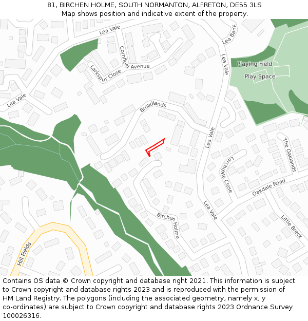 81, BIRCHEN HOLME, SOUTH NORMANTON, ALFRETON, DE55 3LS: Location map and indicative extent of plot
