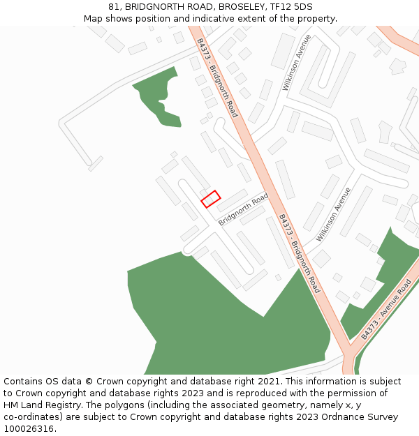 81, BRIDGNORTH ROAD, BROSELEY, TF12 5DS: Location map and indicative extent of plot
