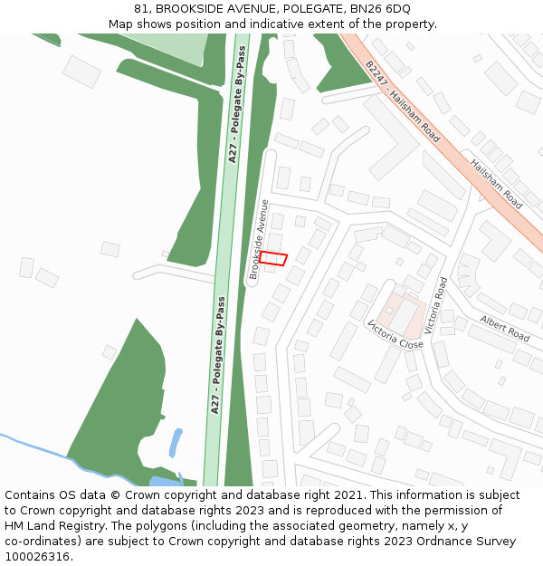 81, BROOKSIDE AVENUE, POLEGATE, BN26 6DQ: Location map and indicative extent of plot