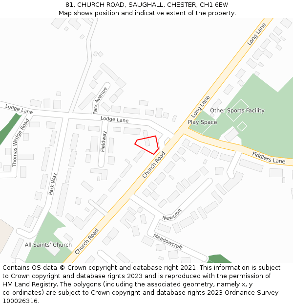 81, CHURCH ROAD, SAUGHALL, CHESTER, CH1 6EW: Location map and indicative extent of plot