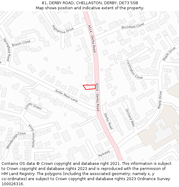 81, DERBY ROAD, CHELLASTON, DERBY, DE73 5SB: Location map and indicative extent of plot