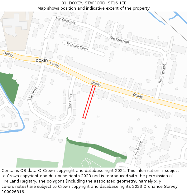81, DOXEY, STAFFORD, ST16 1EE: Location map and indicative extent of plot
