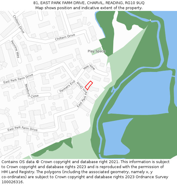 81, EAST PARK FARM DRIVE, CHARVIL, READING, RG10 9UQ: Location map and indicative extent of plot