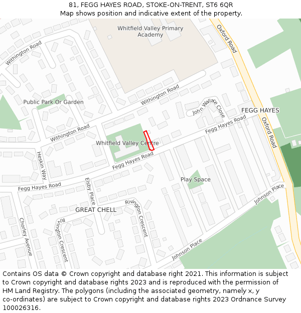 81, FEGG HAYES ROAD, STOKE-ON-TRENT, ST6 6QR: Location map and indicative extent of plot