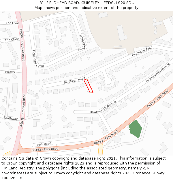 81, FIELDHEAD ROAD, GUISELEY, LEEDS, LS20 8DU: Location map and indicative extent of plot