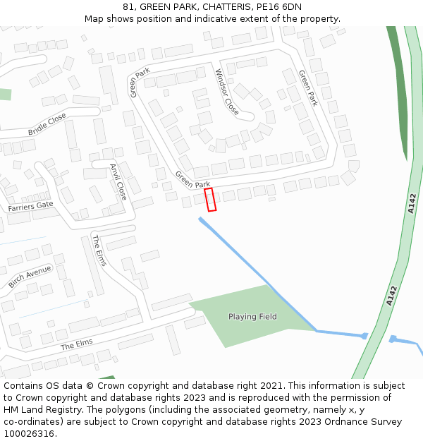 81, GREEN PARK, CHATTERIS, PE16 6DN: Location map and indicative extent of plot